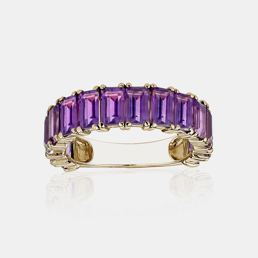 Amethyst Emerald Cut Eternity Ring