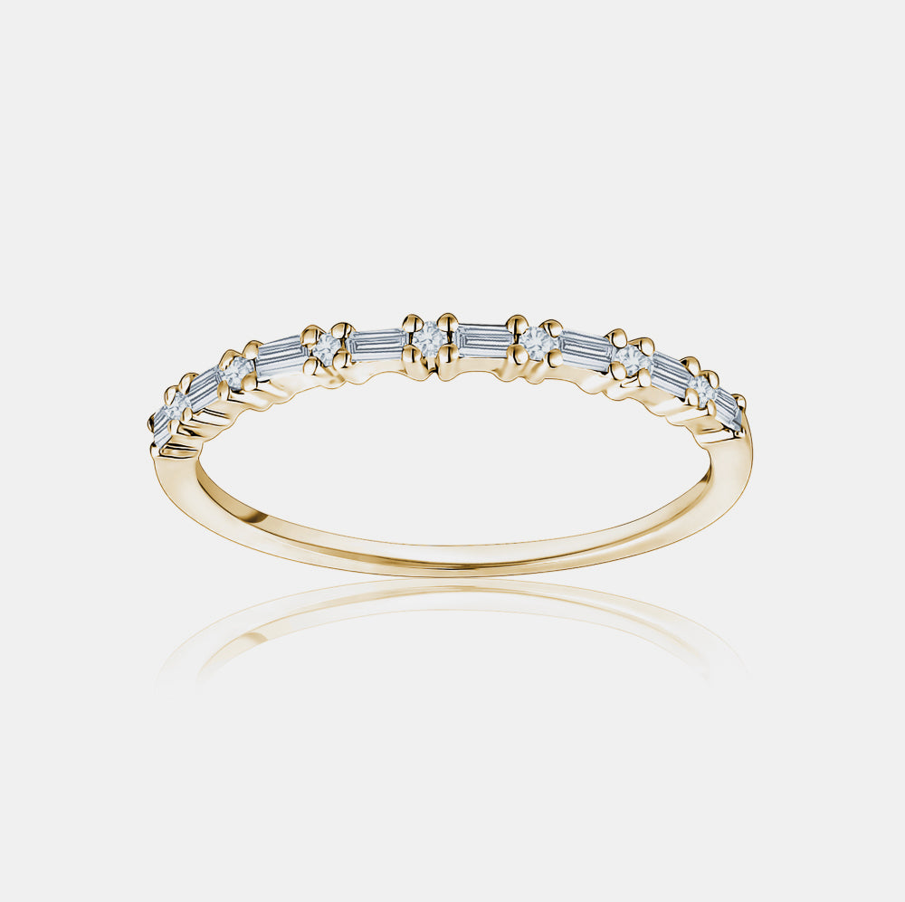 Bague à diamant baguette et rond