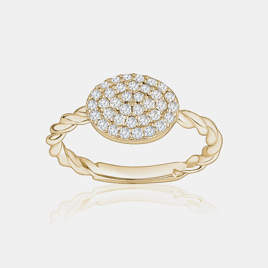 Bague ovale à diamant torsadé