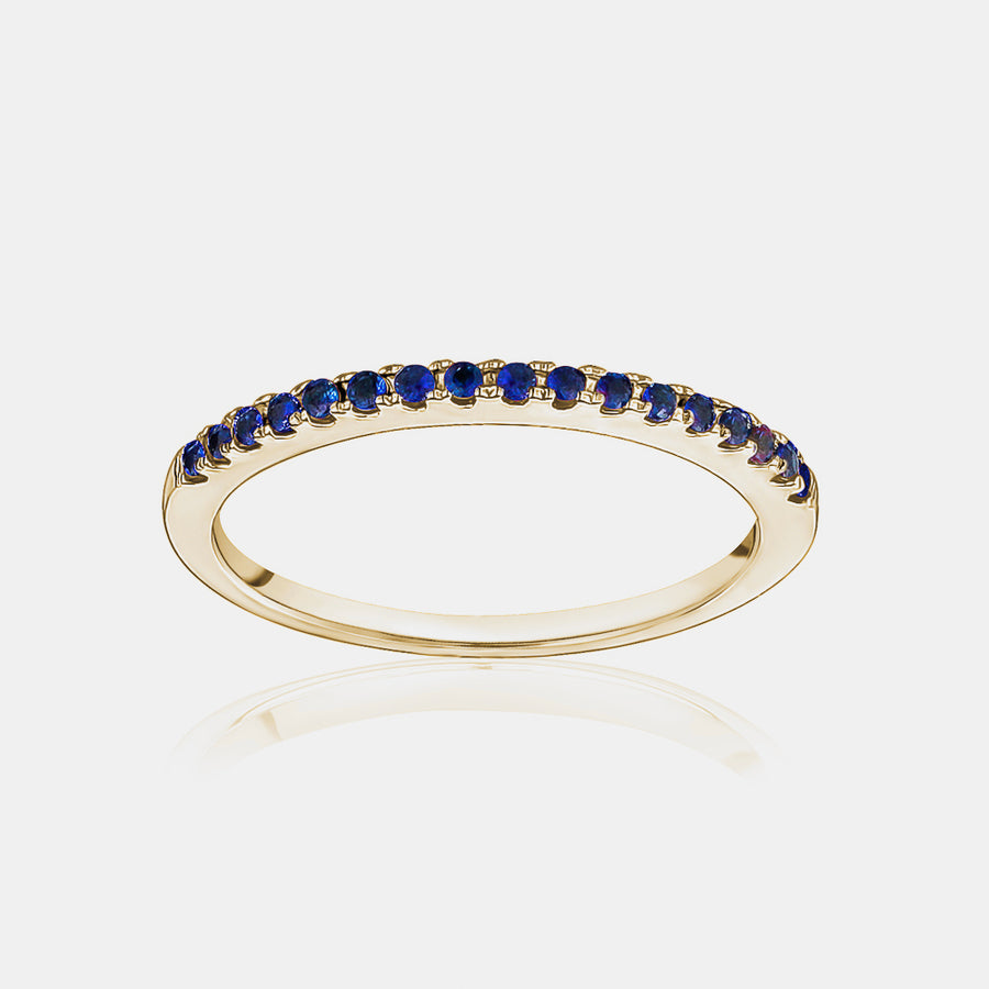 Bague Saphir Bleu Pavé Empilable