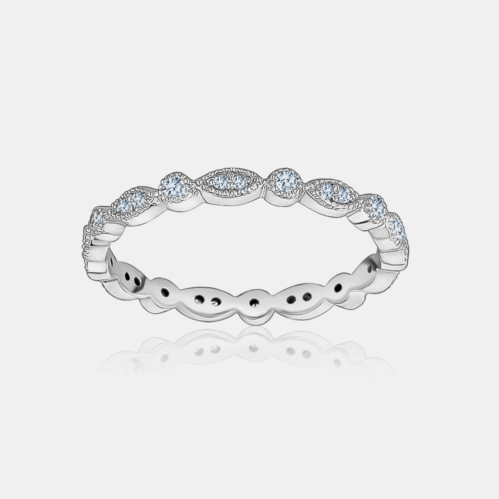 Marquise and Round Diamond Ring - 14K White Gold