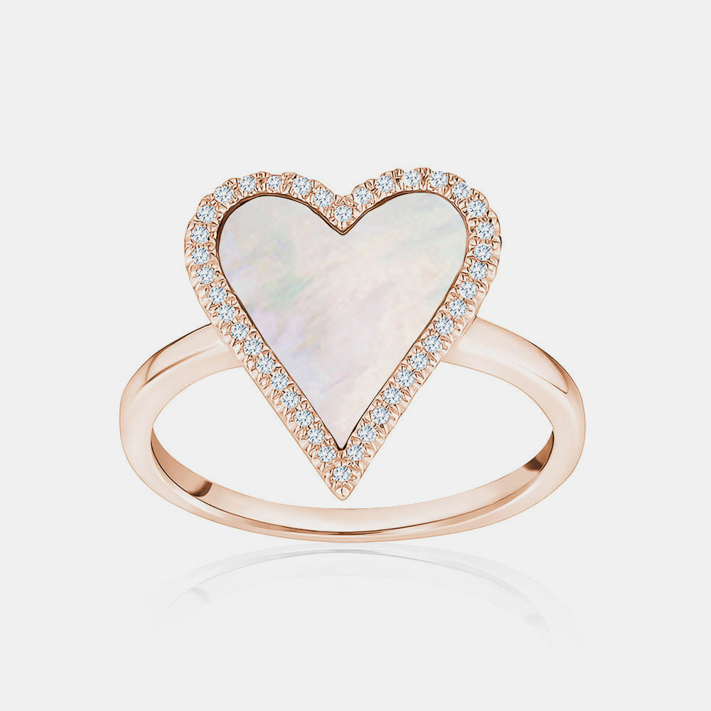 Diamond Mother of Pearl Heart Ring