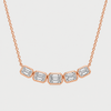 Five Stone Bezel Set Emerald cut Diamond Necklace