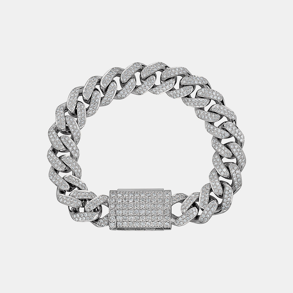 Iced Out Miami Cuban Link Bracelet with Box Lock