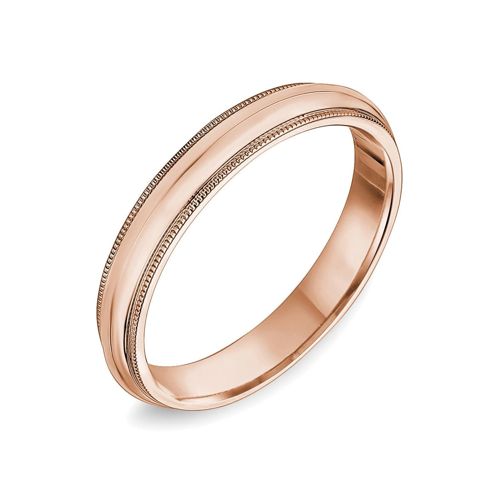 18K Classic Rounded Milgrain Edge Wedding Band - 18K Rose Gold