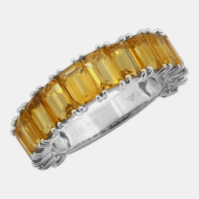 Citrine Emerald Cut 3/4 Eternity Ring