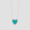 Collier en forme de cœur en turquoise avec bordure de diamants