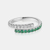 Bague mi-diamant mi-émeraude verte