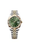 Rolex Datejust 41mm Two Tone Jubliee bracelet and Fluted bezel with Olive Green Roman 126333/2026