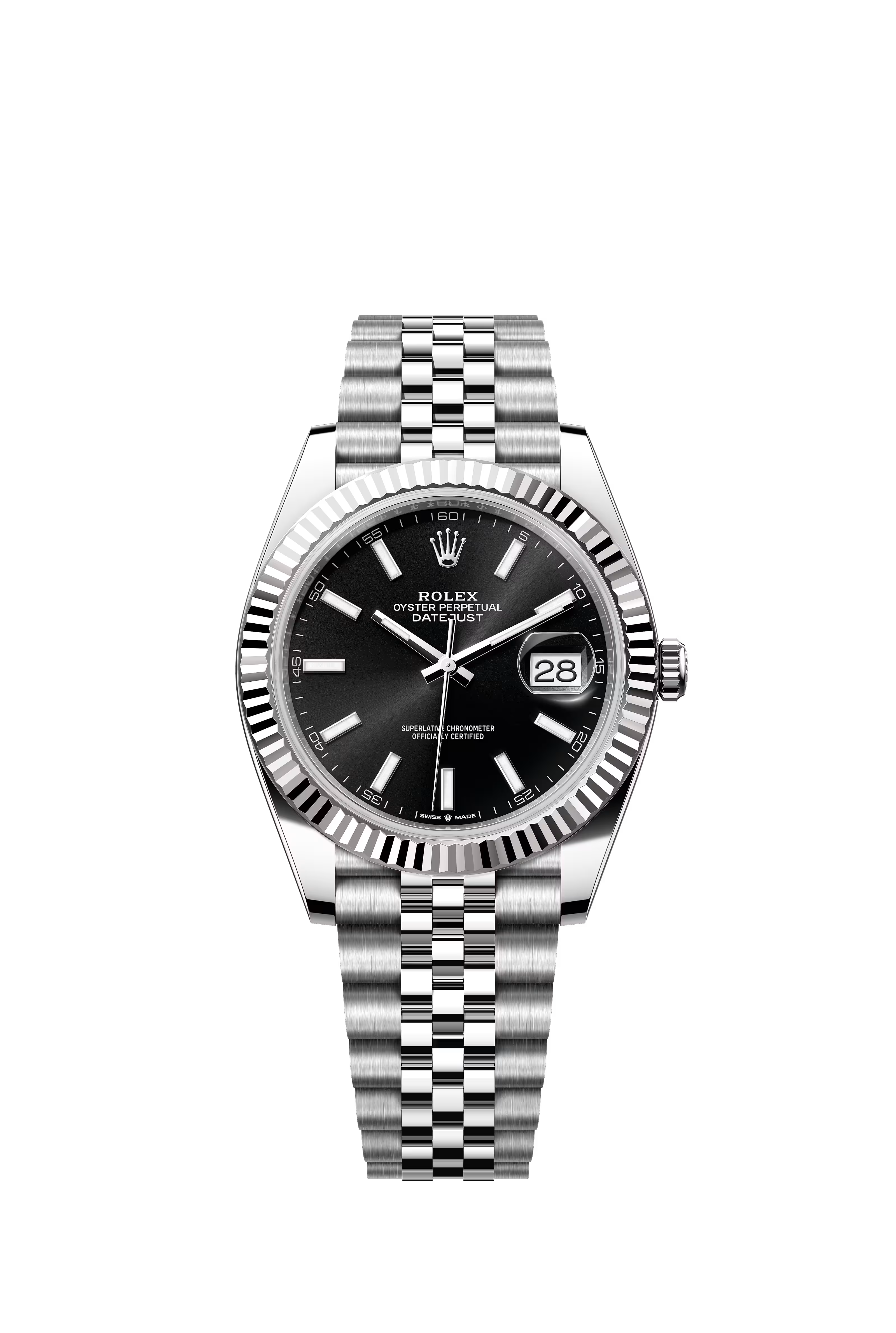 Rolex Datejust 41mm Stainless Steel Black Dial, Fluted Bezel Jubliee bracelet 126334/2025