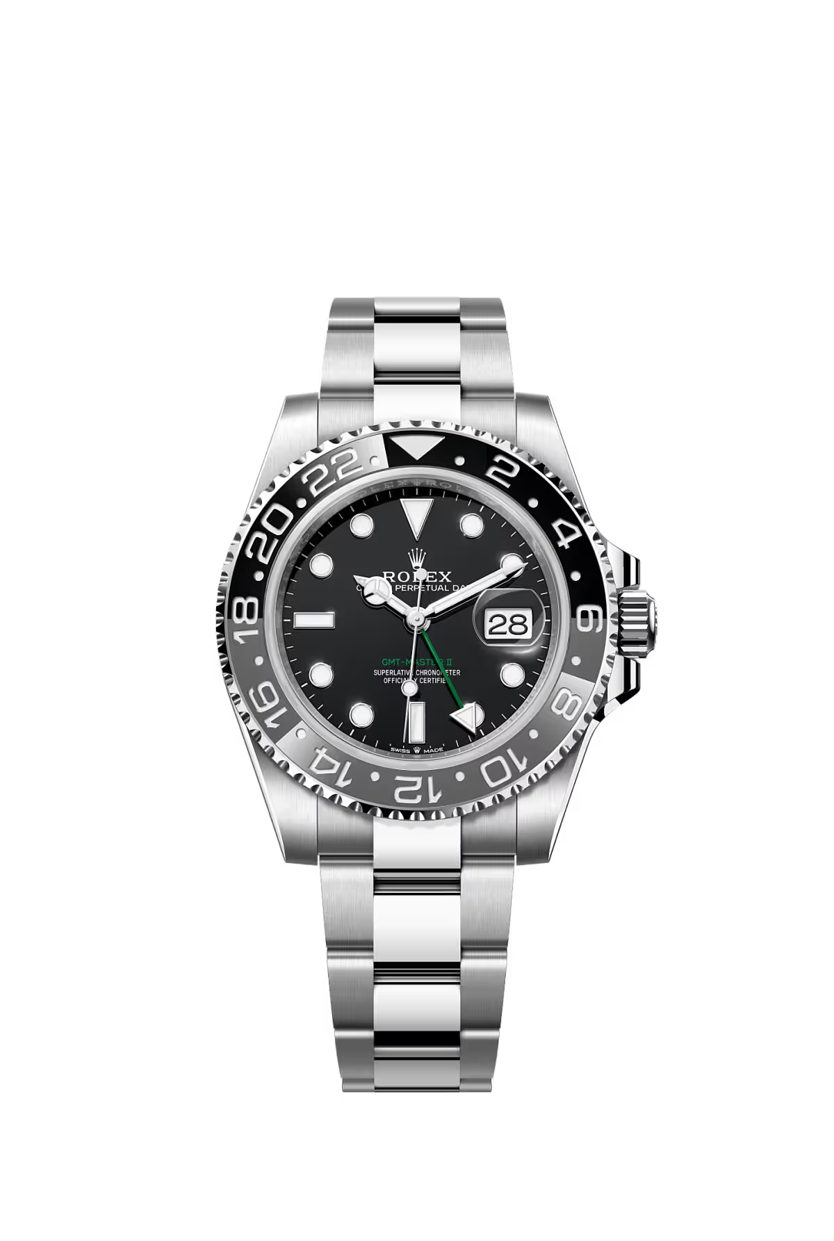 Rolex Oyster Perpetual GMT-Master II, in Oystersteel with a black dial on an Oyster bracelet 126710GRNR/2024