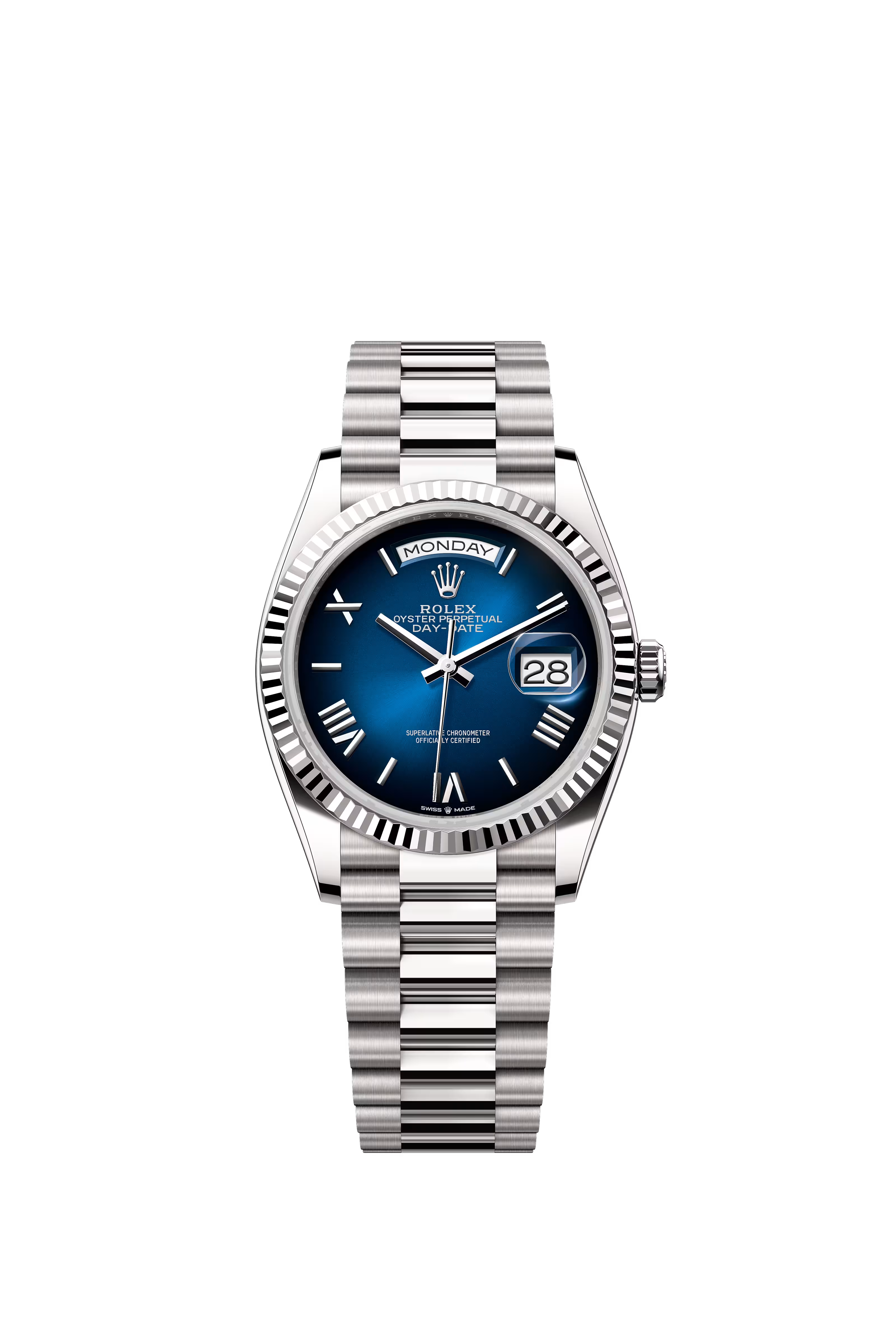 Rolex Day Date 36mm 18K White gold and Blue Ombre Dial 128239/2026