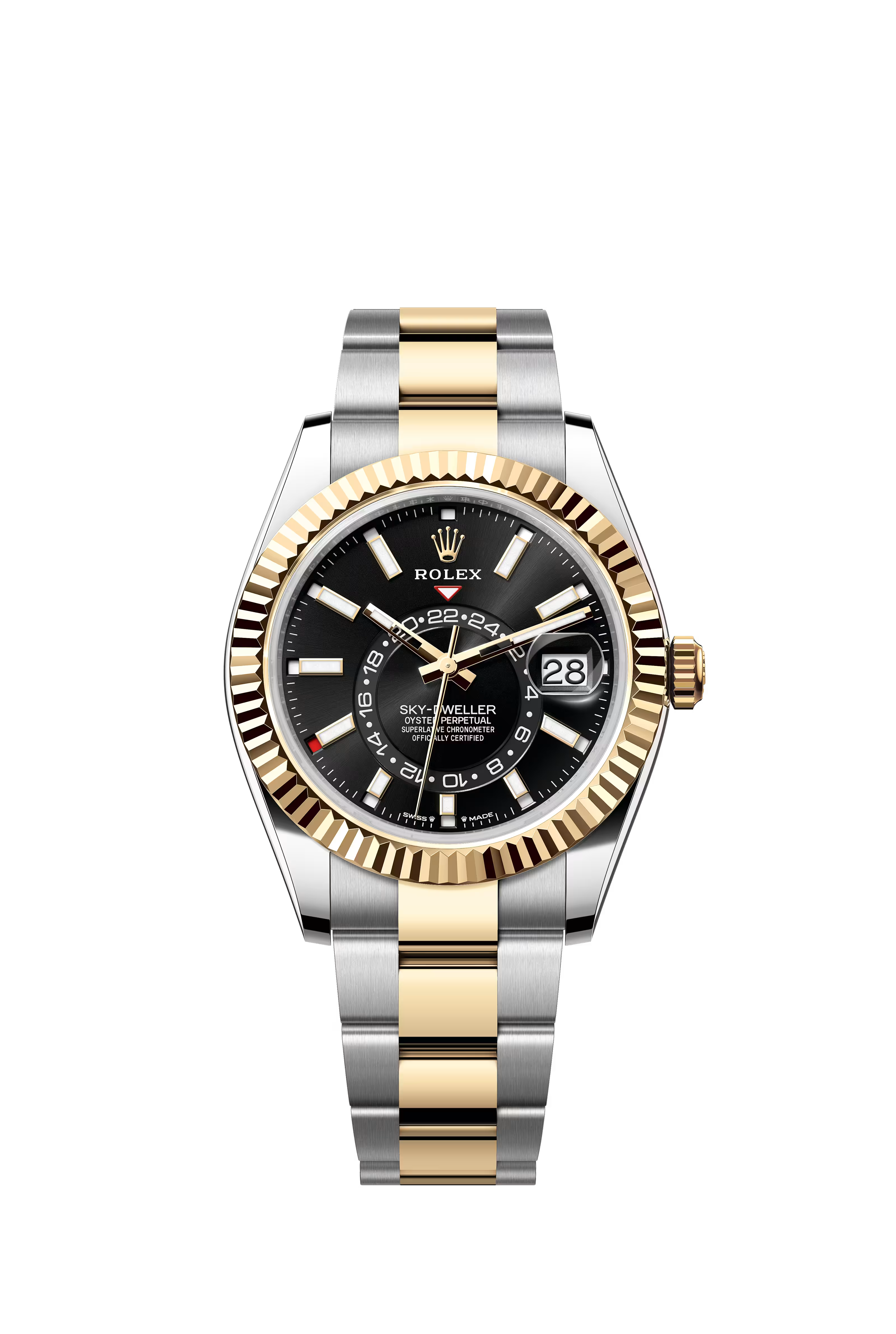 Rolex Sky-dweller Two Tone Yellow gold 42mm with bright black dial on Oyster 336933/2023