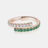 Bague mi-diamant mi-émeraude verte