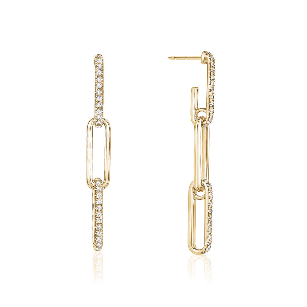 Boucles d'oreilles pendantes à maillons en diamant