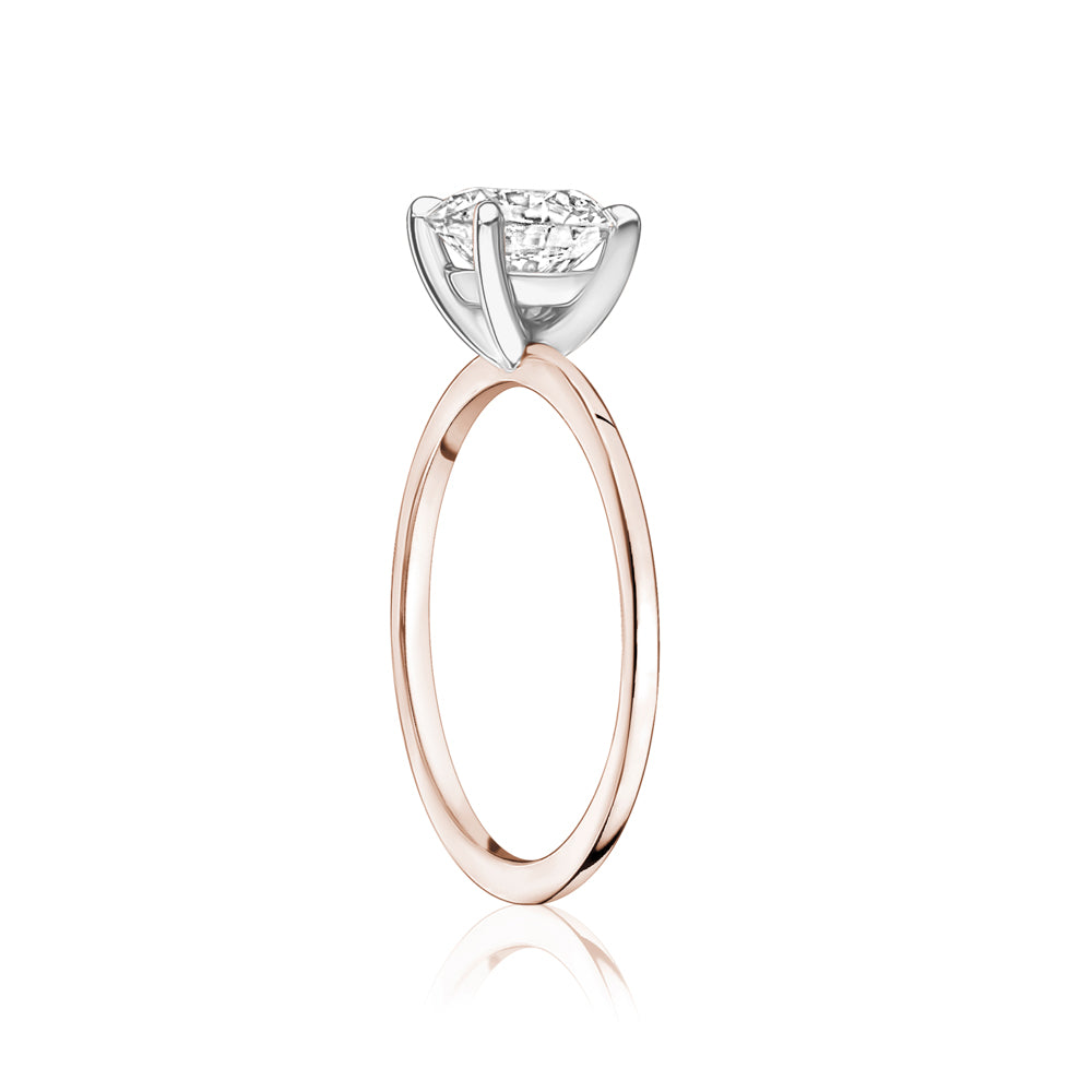 Classic Solitaire Ring with a Rose Gold Band