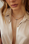 Collier lariat avec hamsa oeil maléfique en diamant