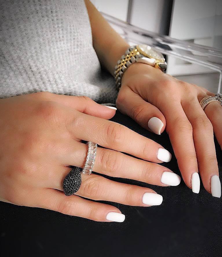 Rounded Black Diamond Signet Ring