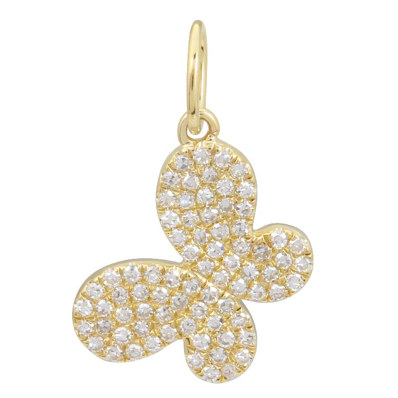 Diamond Butterfly Charm - 14K Yellow Gold