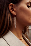 Boucles d'Oreilles Déclaration en forme de Feuille avec Diamants