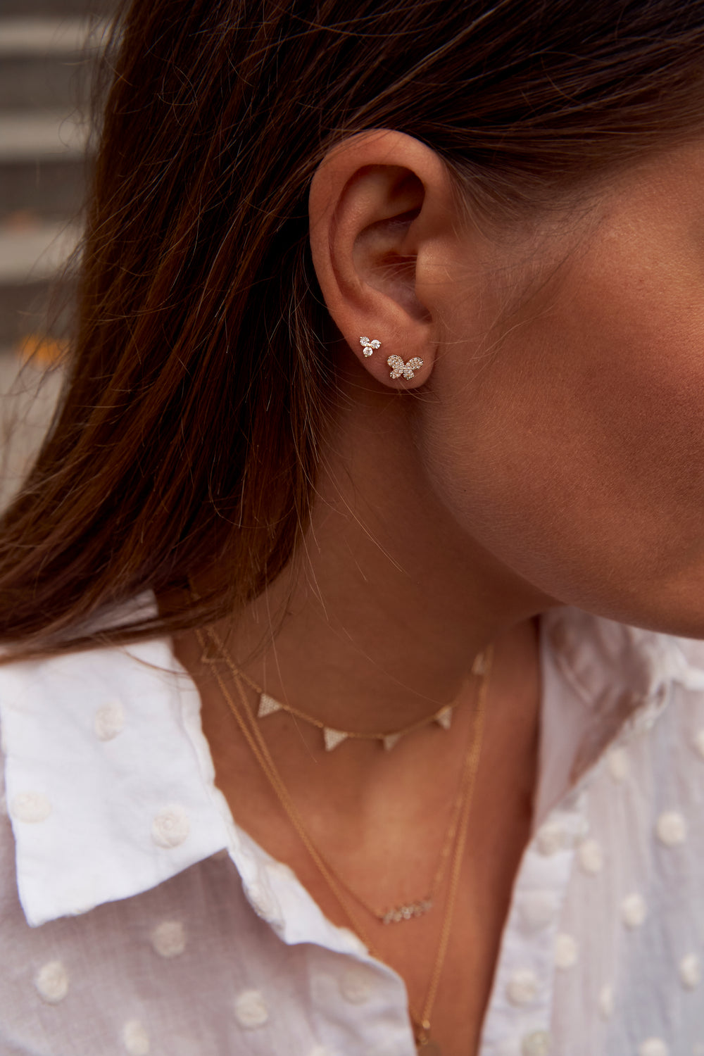 Diamond Butterfly Studs - 14K Yellow Gold