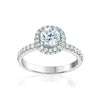 Bague de fiançailles avec halo en forme de brillant rond