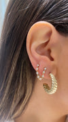 Boucle d'oreille en chaîne avec pendentifs en diamant