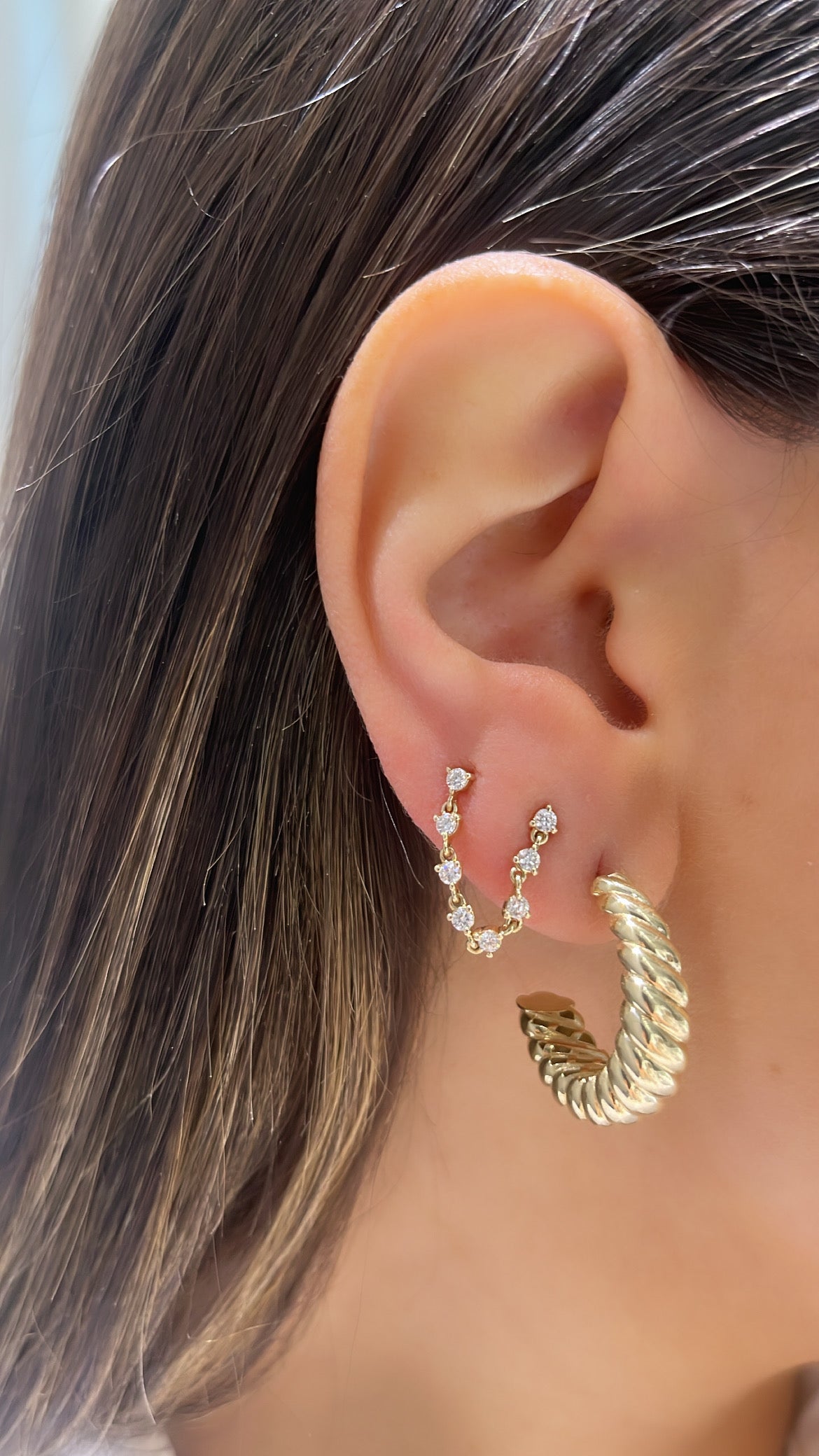 Diamond Drop Chain Earring