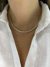 Collier de tennis avec diamants en forme de coeur sertis sur lunette à mi-chemin