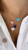Collier en forme de cœur en turquoise avec bordure de diamants
