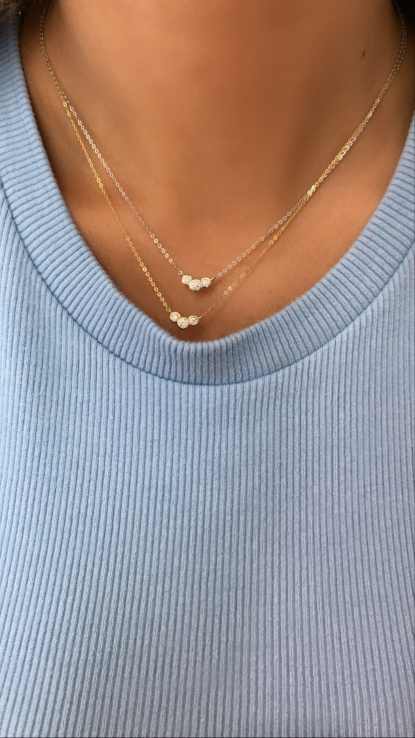 Mini Graduated Bezel Set Diamond Necklace