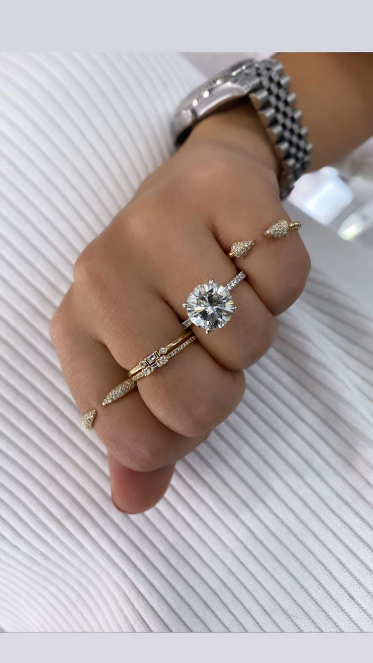 Mini Baguette Center Stone Stackable Ring