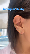Boucles d'oreilles à double lobe de diamant avec étoile
