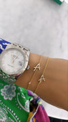 Bracelet d'initiales en cursive avec lunette en diamant