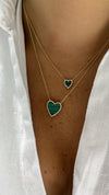 Mini collier en malachite avec bordure de diamants en forme de coeur