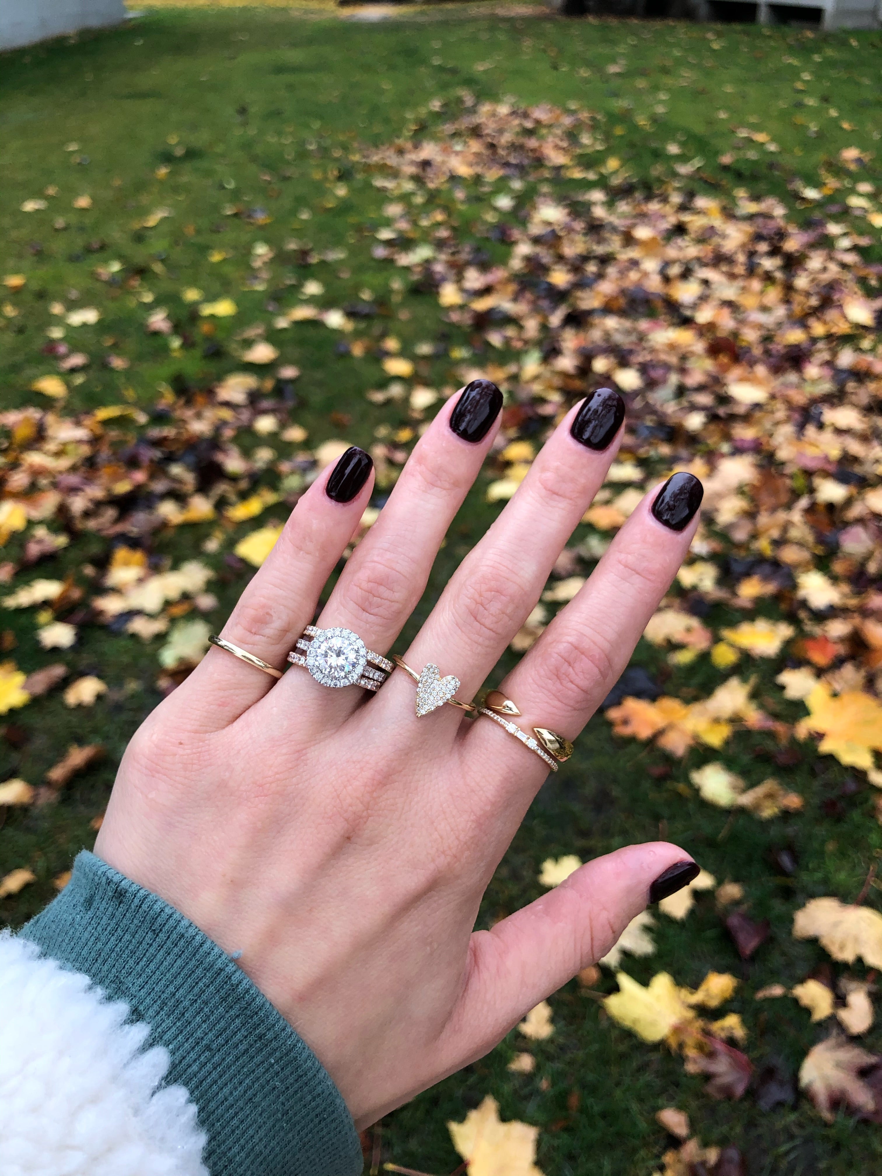 Elongated Diamond Heart Ring