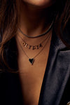 Collier de Coeur Pointu Noir en Diamant