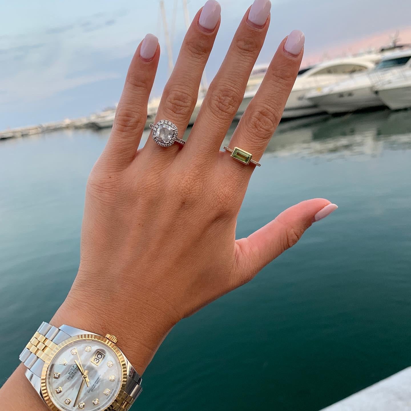 Peridot Gemstone Pavé Ring