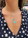Collier en forme de cœur en turquoise avec bordure de diamants